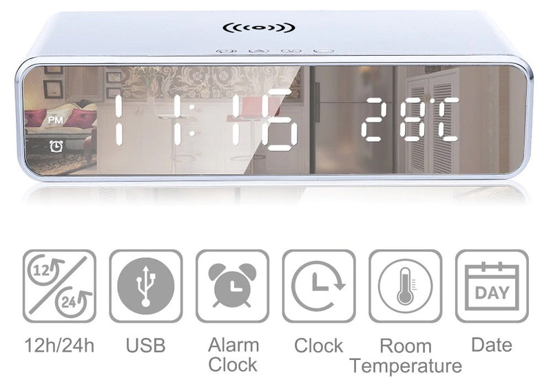 Wireless Charging Alarm Clock Thermometer