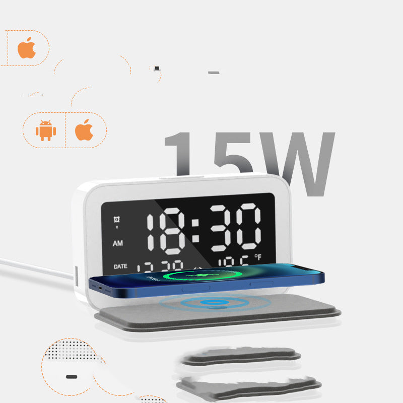 6 IN 1 Wireless Charging Clock Digital